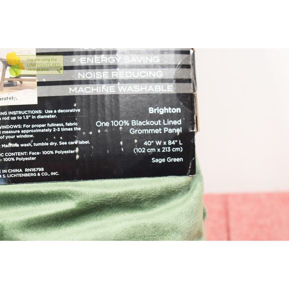 Sun Zero 40x84" Brighton Velvet 100% Blackout Grommet Curtain Panel Sage Green* - Picture 7 of 8